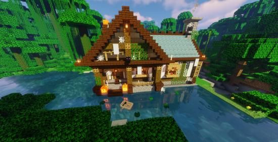 Minecraft vintage style cabin is a simple and interesting witch's house